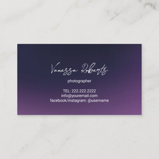 Fotografie Elegant Paarse fotografie Visitekaartje (Achterkant)
