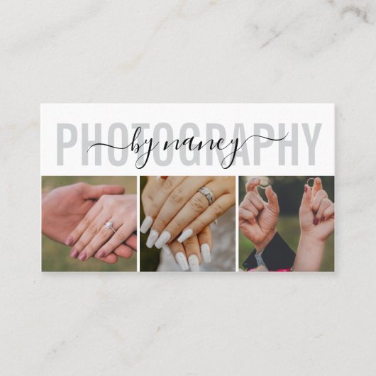 Fotografie Elegant Schrift Foto QR Code Logo Visitekaartje (Voorkant)