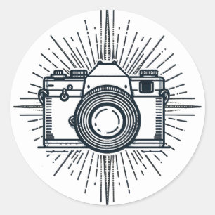 Fotografie Fotograaf Camera Minimaal Vintage  Ronde Sticker