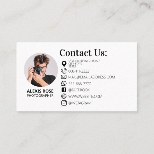 Fotografie Fotograaf Fotosessie Camera Visitekaartje (Voorkant)