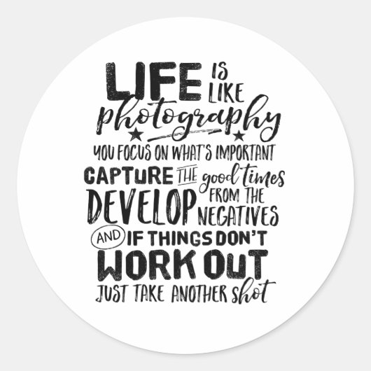 Fotografie fotograaf Inspirerend levenscitaat Ronde Sticker (Voorkant)