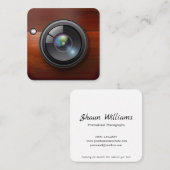 Fotografie fotograaf van hout vierkante visitekaartje (Voorkant / Achterkant)