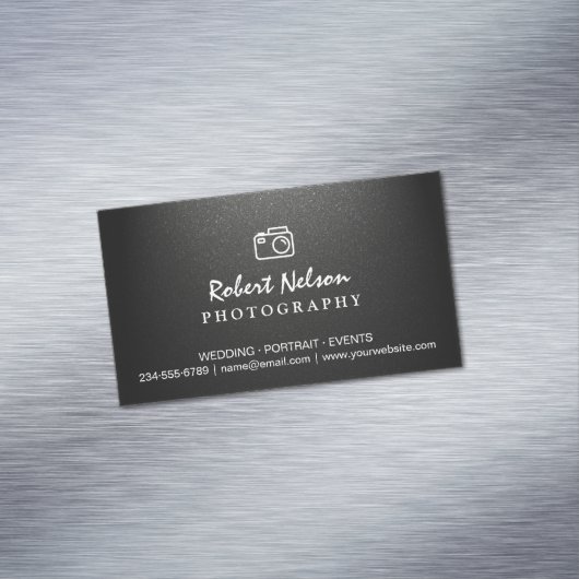 Fotografie Fotografie Camera Simple Matte Black Visitekaartje Magneet (Voorbeeld)