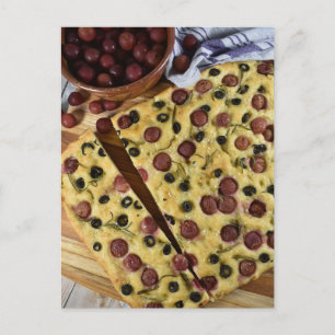 Fotografie Grafiek Black Olive Focaccia Bread Briefkaart