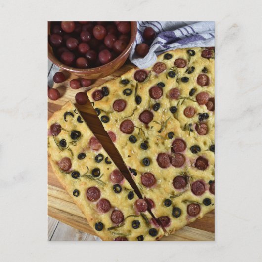 Fotografie Grafiek Black Olive Focaccia Bread Briefkaart (Voorkant)