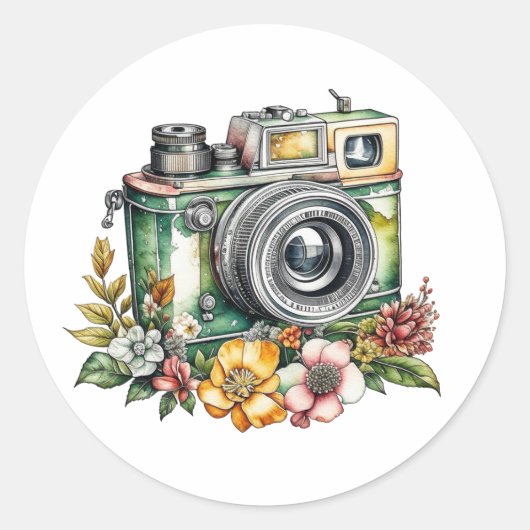 Fotografie Grafiek en Quote |  camera Ronde Sticker (Voorkant)