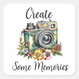 Fotografie Grafiek en Quote    camera Vierkante Sticker