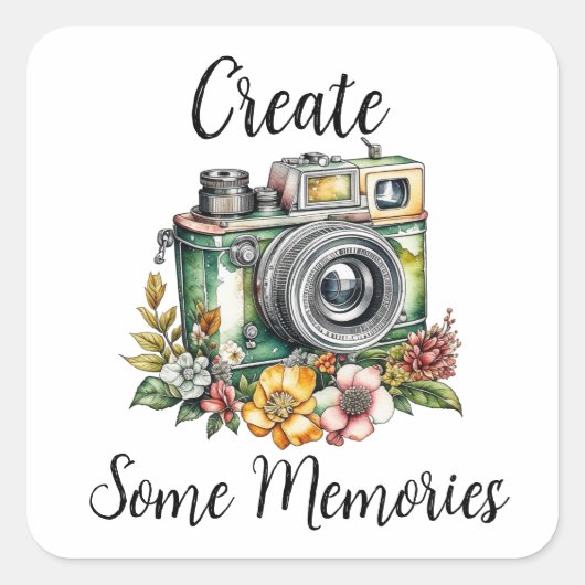 Fotografie Grafiek en Quote |  camera Vierkante Sticker (Voorkant)