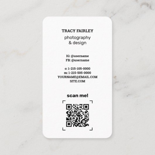 Fotografie Instagram QR Visitekaartje (Achterkant)