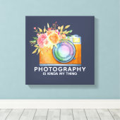 Fotografie is Kinda My Thing Waterverf Camera Canvas Afdruk (Insitu (Houten vloer))