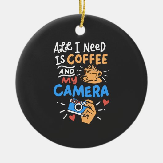 Fotografie - Koffie en camera Keramisch Ornament (Voorkant)