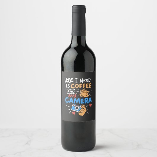 Fotografie - Koffie en camera Wijn Etiket (Voorkant)