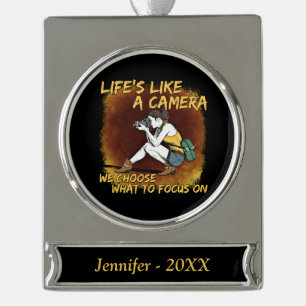Fotografie - Leven als een camera fotograaf Verzilverd Banner Ornament