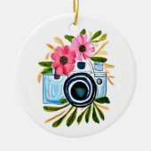 Fotografie Liefhebbers Camera en Bloemen Keramisch Ornament (Voorkant)