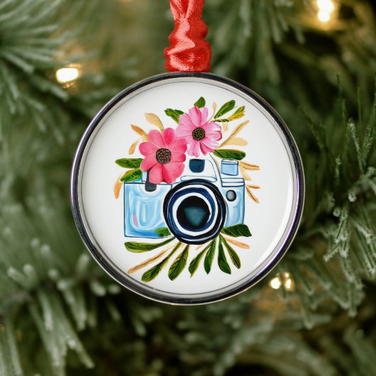 Fotografie Liefhebbers  Camera en Bloemen Metalen Ornament (Boom)