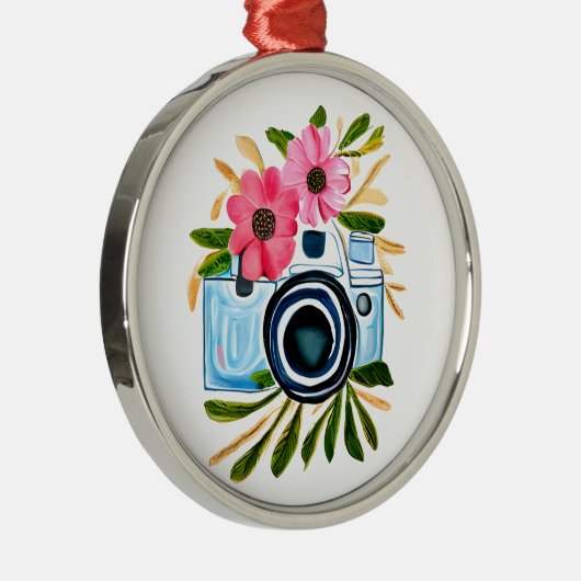 Fotografie Liefhebbers  Camera en Bloemen Metalen Ornament (Rechts)