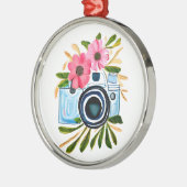 Fotografie Liefhebbers  Camera en Bloemen Metalen Ornament (Links)