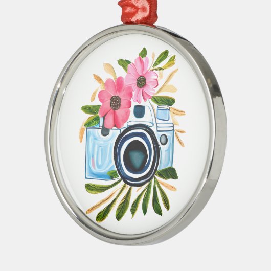 Fotografie Liefhebbers  Camera en Bloemen Metalen Ornament (Links)