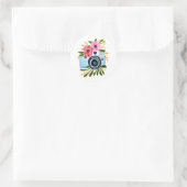 Fotografie Liefhebbers  Camera en Bloemen Ronde Sticker (Tas)