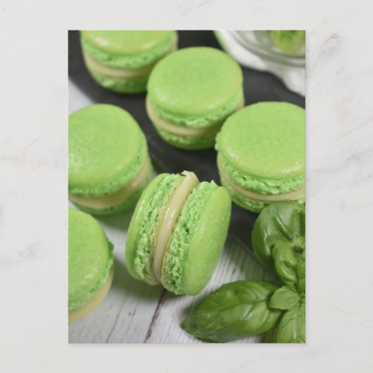 Fotografie Limoen Basil French Macarons Briefkaart (Voorkant)
