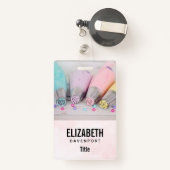 Fotografie met gekleurde afsluiter badge (Achterkant met intrekbare)