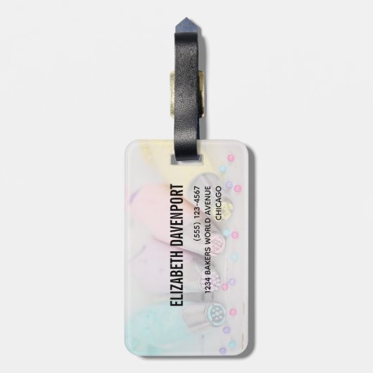 Fotografie met gekleurde afsluiter bagagelabel (Achterkant verticaal)