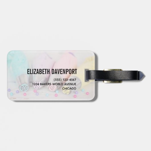 Fotografie met gekleurde afsluiter bagagelabel (Achterkant horizontaal)