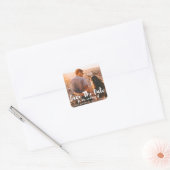 Fotografie met moderne witte letters vierkante sticker (Envelop)