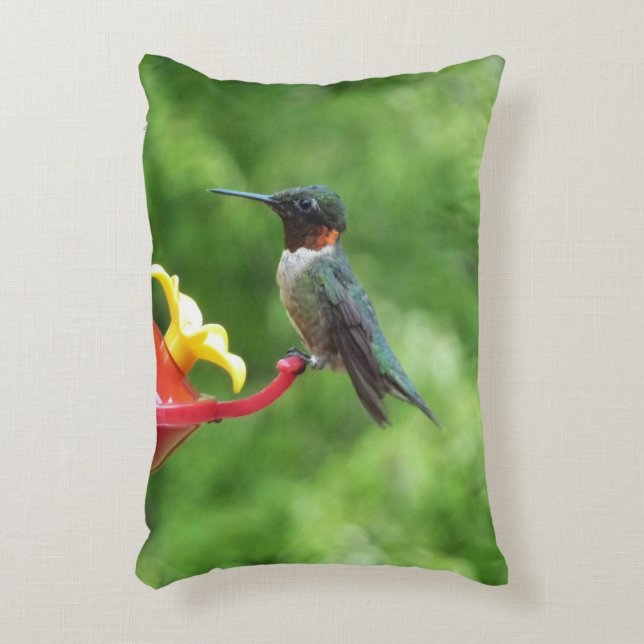 Fotografie met ruby-Throated Hummingbird Decoratief Kussen (Voorkant(Verticaal))