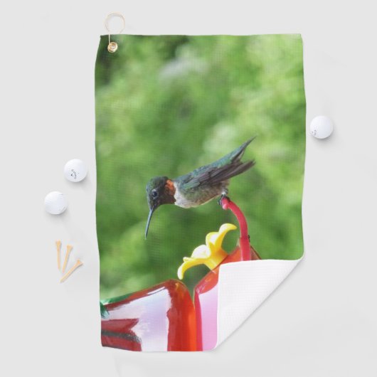 Fotografie met ruby-Throated Hummingbird Golfhanddoek (Insitu)