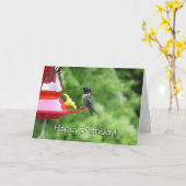 Fotografie met ruby-Throated Hummingbird Kaart (Gele Bloem)