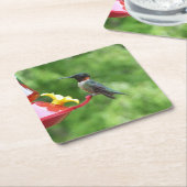Fotografie met ruby-Throated Hummingbird Kartonnen Onderzetters (Schuin)