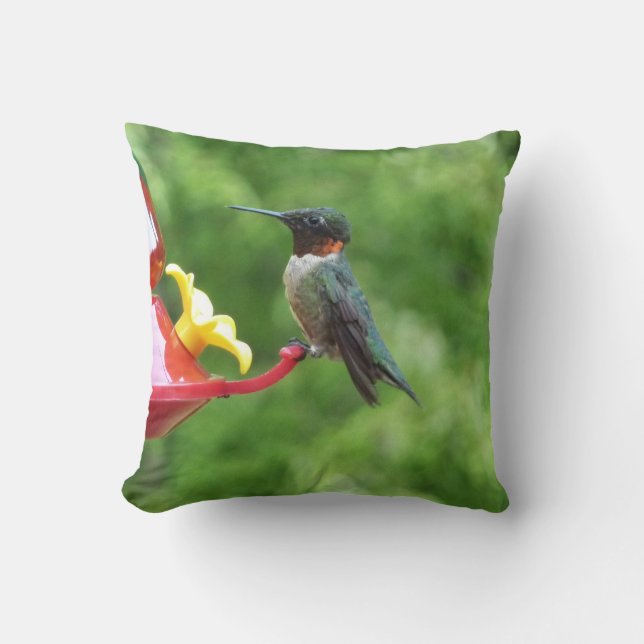 Fotografie met ruby-Throated Hummingbird Kussen (Voorkant)