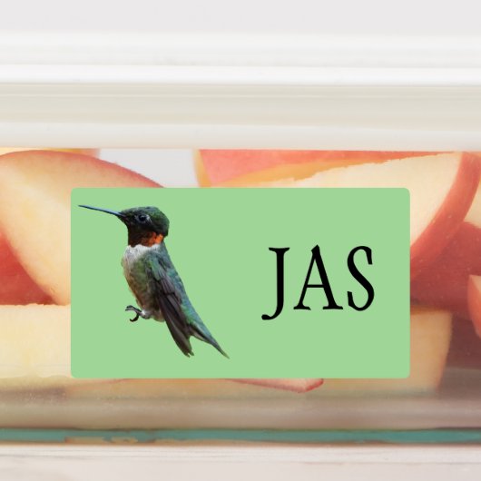 Fotografie met ruby-Throated Hummingbird Labels (Aangebracht)