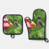Fotografie met ruby-Throated Hummingbird Ovenwant & Pannenlap Set (Voorkant)