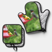 Fotografie met ruby-Throated Hummingbird Ovenwant & Pannenlap Set (Voorkant / Achterkant)