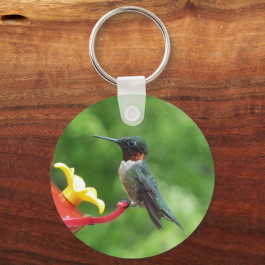 Fotografie met ruby-Throated Hummingbird Sleutelhanger (Achterkant)