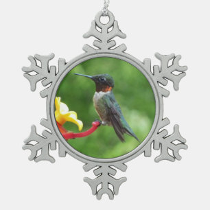 Fotografie met ruby-Throated Hummingbird Tin Sneeuwvlok Ornament