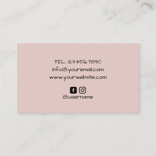 Fotografie Minimale camera Blush Pink Visitekaartje (Achterkant)