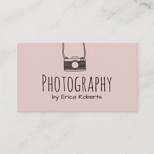Fotografie Minimale camera Blush Pink Visitekaartje (Voorkant)