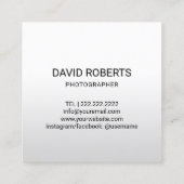 Fotografie minimalistische camera Lens fotograaf Vierkante Visitekaartje (Achterkant)