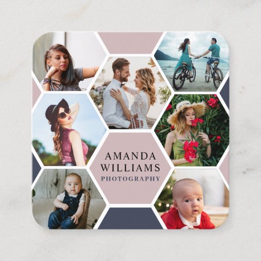 Fotografie Modern Honeycomb Vierkante Visitekaartje (Voorkant)