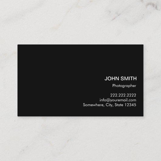 Fotografie Modern Plain Black fotograaf Visitekaartje (Achterkant)