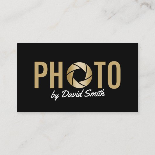Fotografie Moderne Gold Camera Logo Fotograaf Visitekaartje (Voorkant)