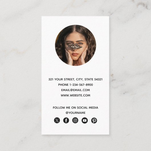 Fotografie Moderne minimale eenvoudige foto QR-cod Visitekaartje (Achterkant)