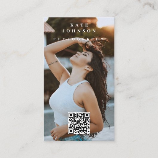 Fotografie Moderne minimale eenvoudige foto QR-cod Visitekaartje (Voorkant)