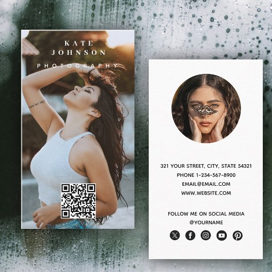 Fotografie Moderne minimale eenvoudige foto QR-cod Visitekaartje