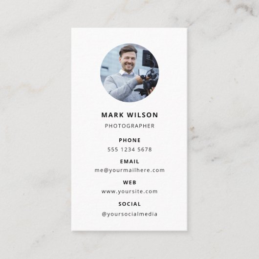 Fotografie Moderne Minimale Eenvoudige Foto Visitekaartje (Voorkant)