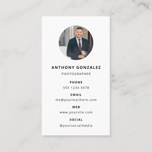Fotografie Moderne Minimale Eenvoudige Foto Visitekaartje (Voorkant)