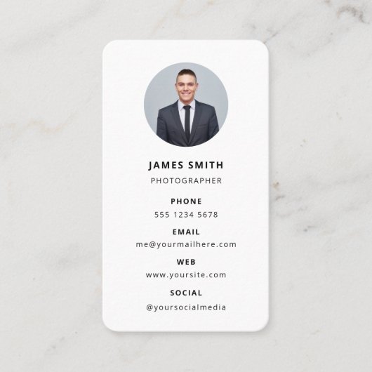 Fotografie Moderne Minimale Eenvoudige Foto Visitekaartje (Voorkant)